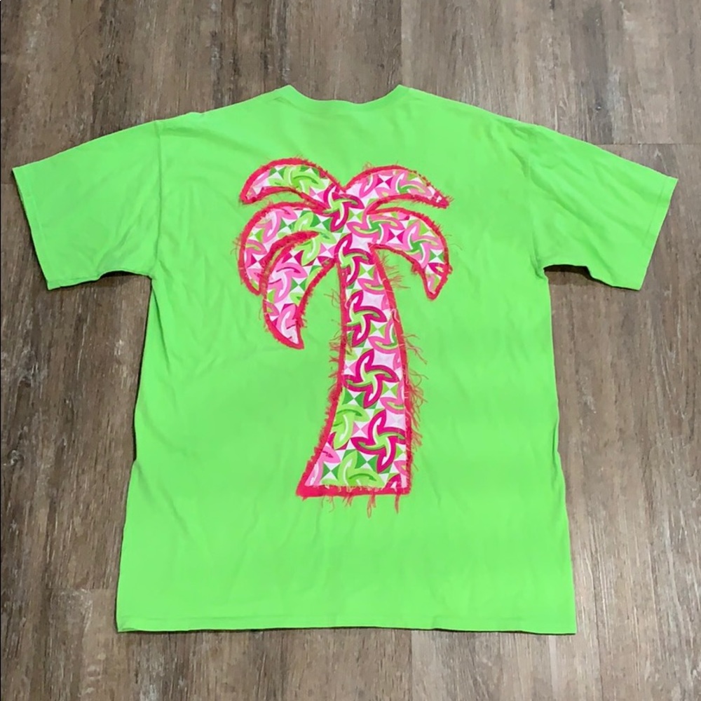 Hot Pink & Lime Green Patchwork PalmTree Shirt-NWT